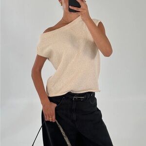 Elegant Cream Off-Shoulder Women's Top